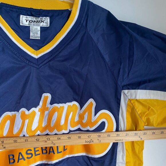 Vintage Spartans Baseball Jacket Windbreaker Mens Size Large Yellow Navy - Picture 2 of 7